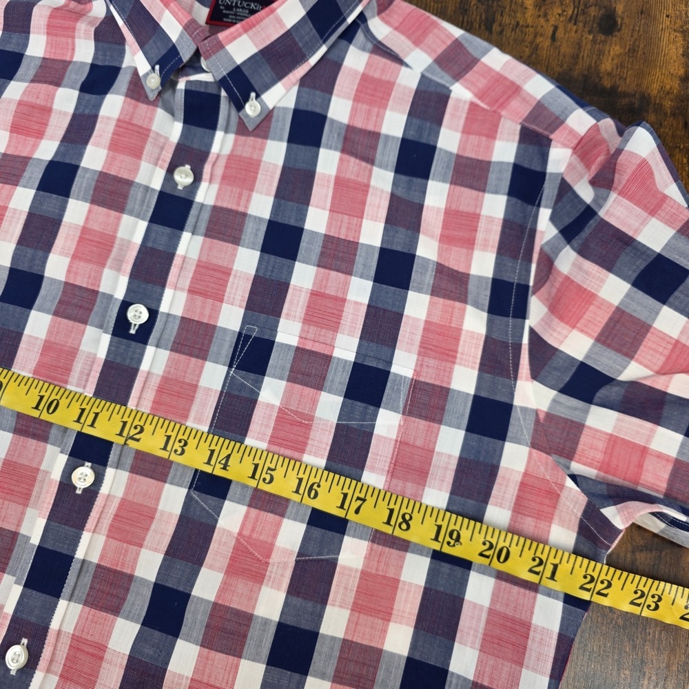 UNTUCKit Redalelli Long Sleeve Button Down Red White Blue Plaid Men's L Slim WF - Picture 6 of 8